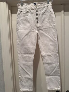 GAP White High-Rise Button-Fly Jeans